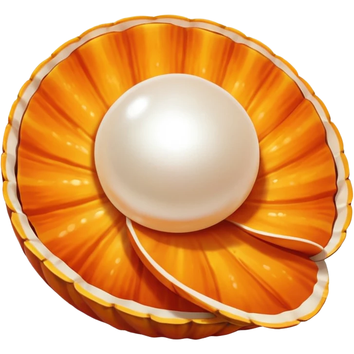 white pearl in orange shell emoji