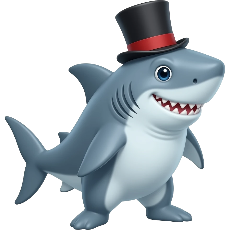 Shark with a top hat emoji