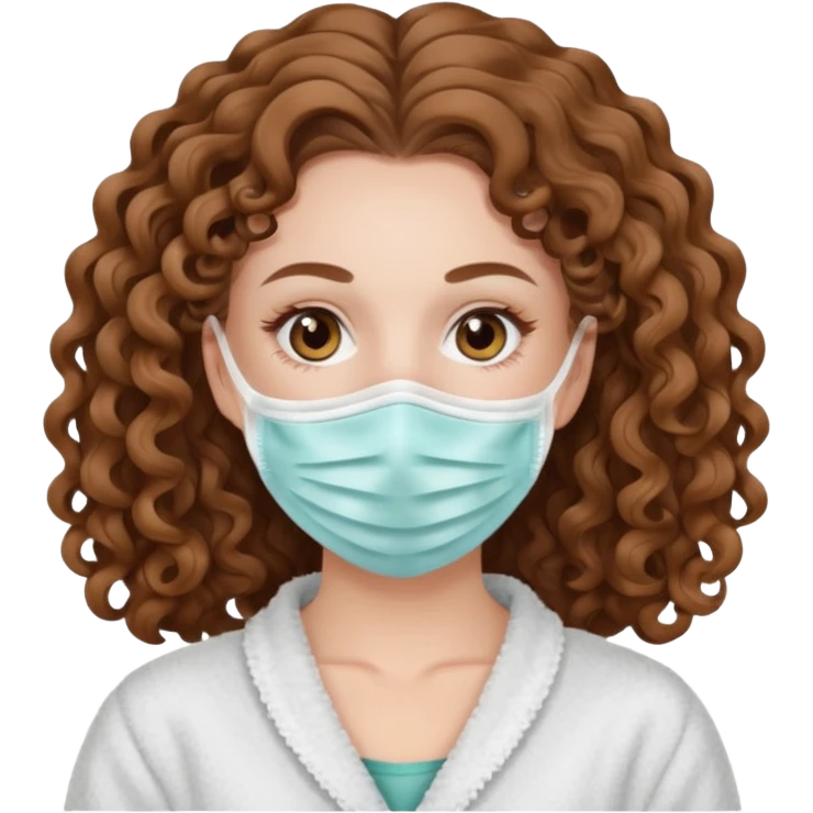 pale white girl with long brown curly hair spa day emoji