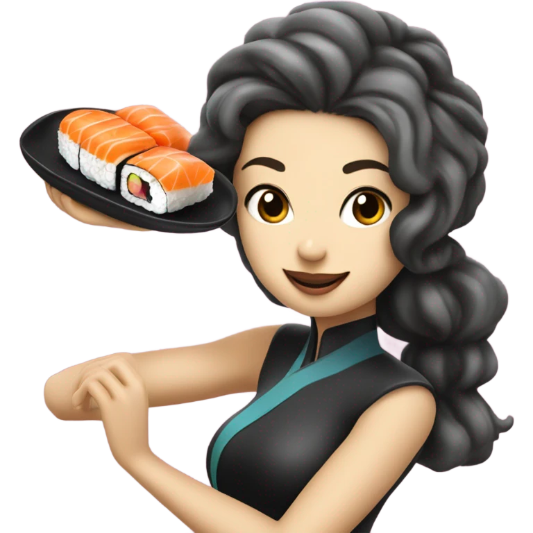 Figure skater eating sushi emoji