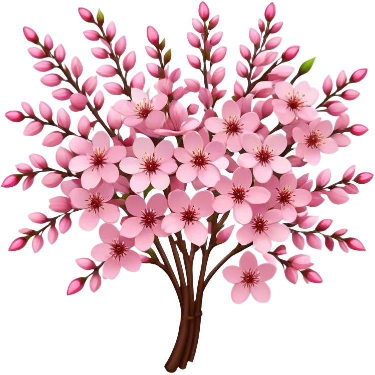 big bouquet Cherry Blossom, luxuriant, stem, leaf emoji