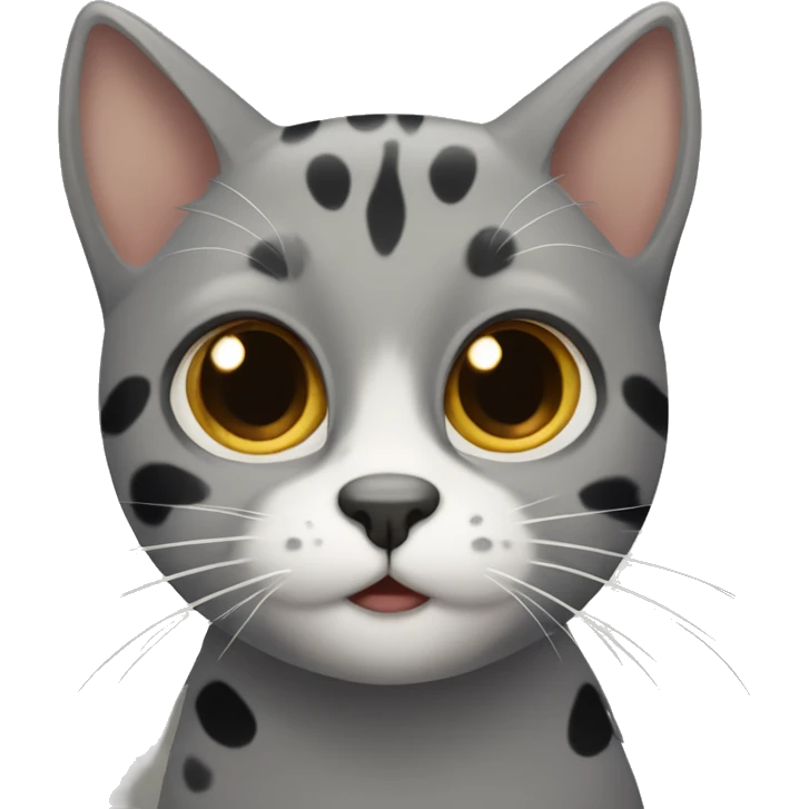 Grey cat and black/brown spotted cat emoji