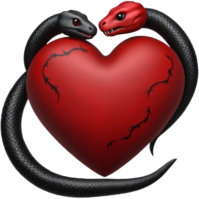 realistic gothic heart with a black snake emoji