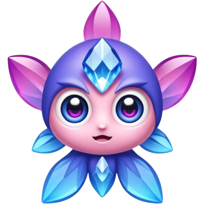 kawaii chibi style crystal sprite creature that is purple, blue, and pink  emoji
