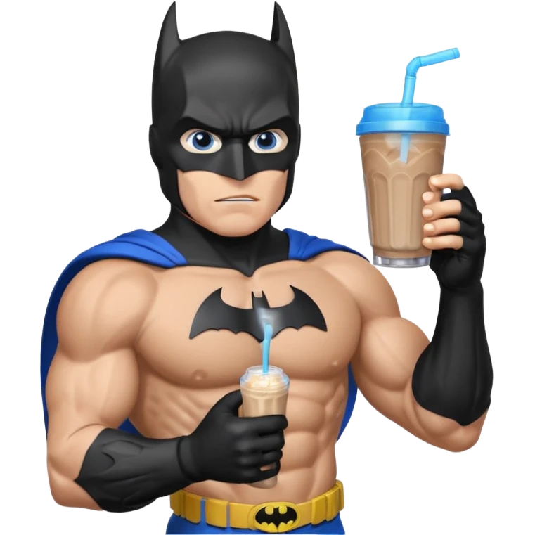 batman eating protein shake looking at his watch emoji