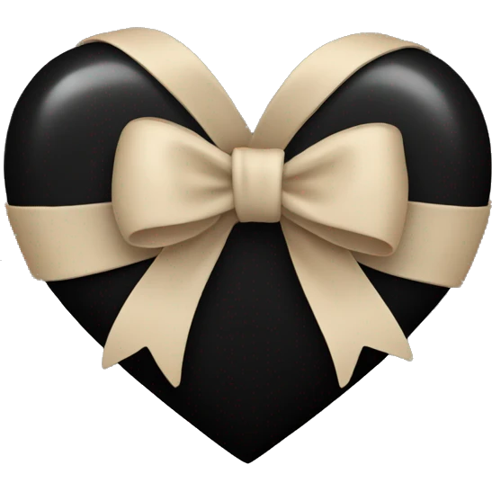 black heart with beige bow emoji
