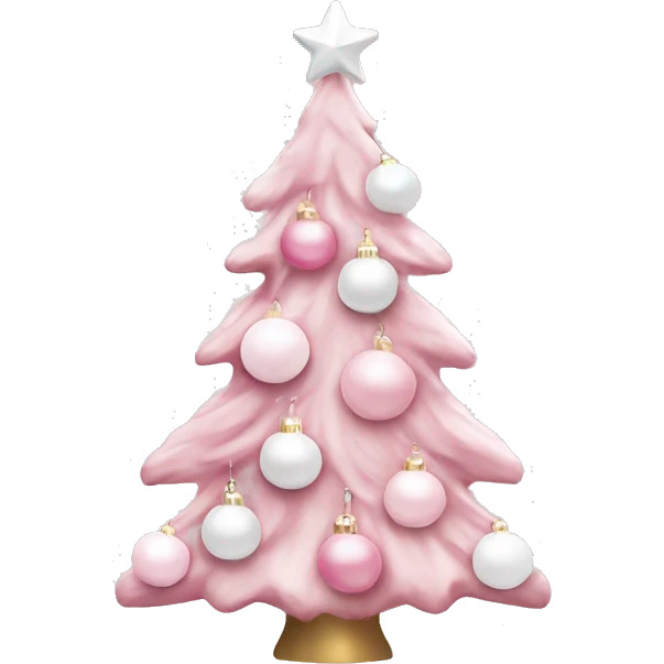 Pastel pink Christmas tree with pink and white ornaments  emoji