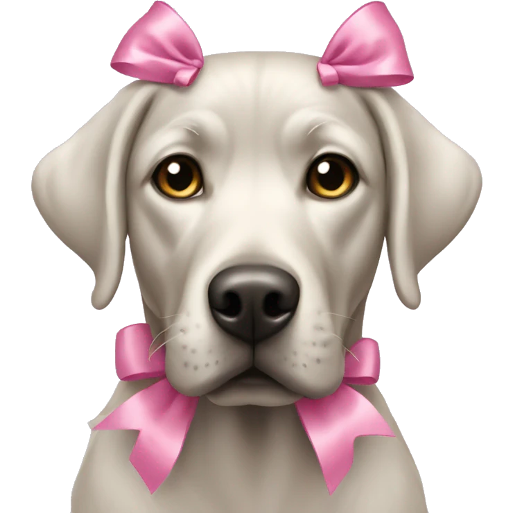 Silver labrador with pink bows emoji