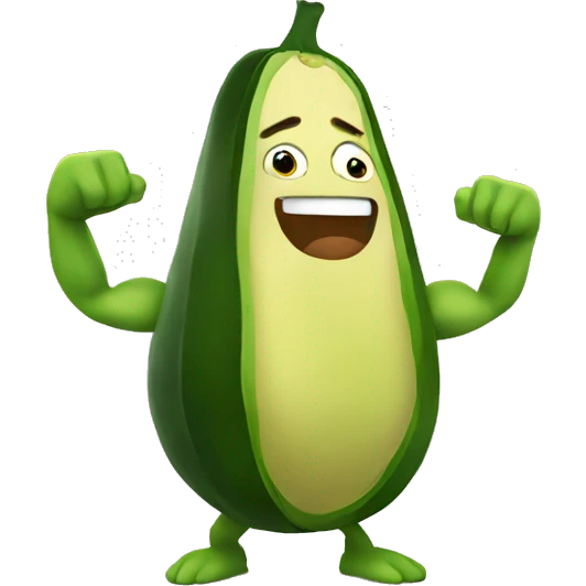 avocado character with muscular arms emoji