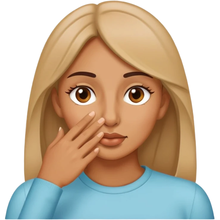 Una mujer tocándose la nariz  emoji