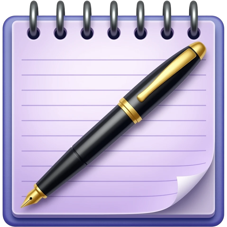 purple note with pen emoji