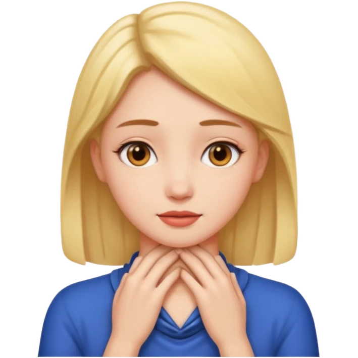 a girl with her hands on her neck emoji