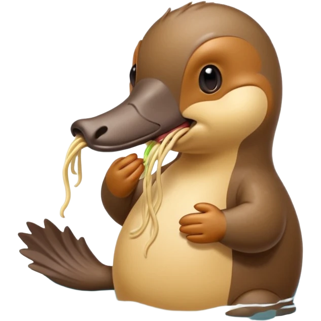 Platypus eating noodle emoji