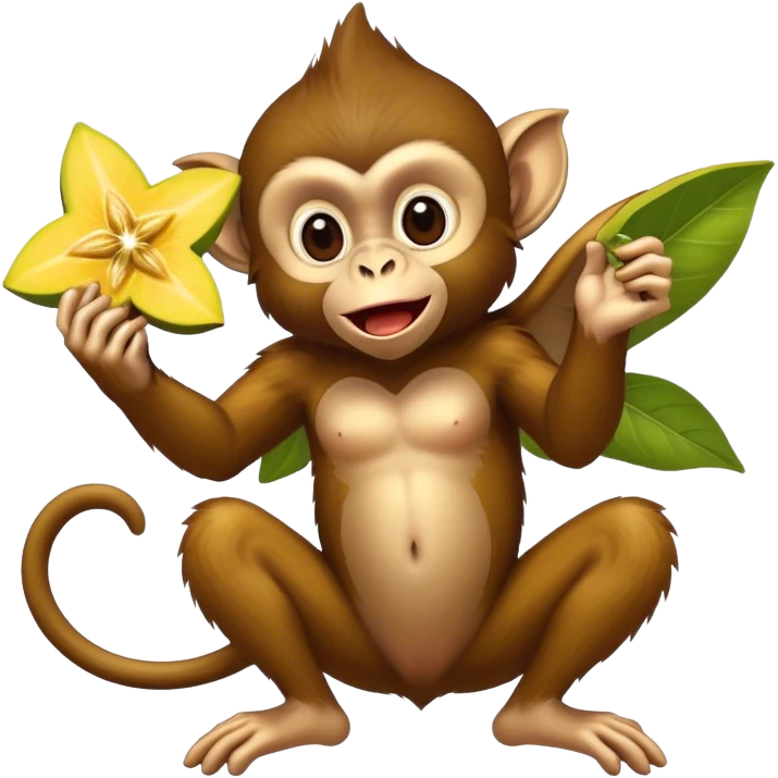 Flying monkey, eating starfruit emoji