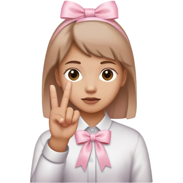 Light pink ribbon tied around medium brown index finger emoji
