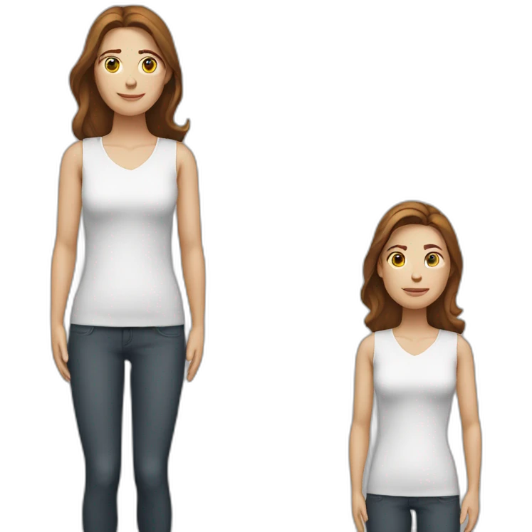 White woman with brown hair standing and without arms emoji