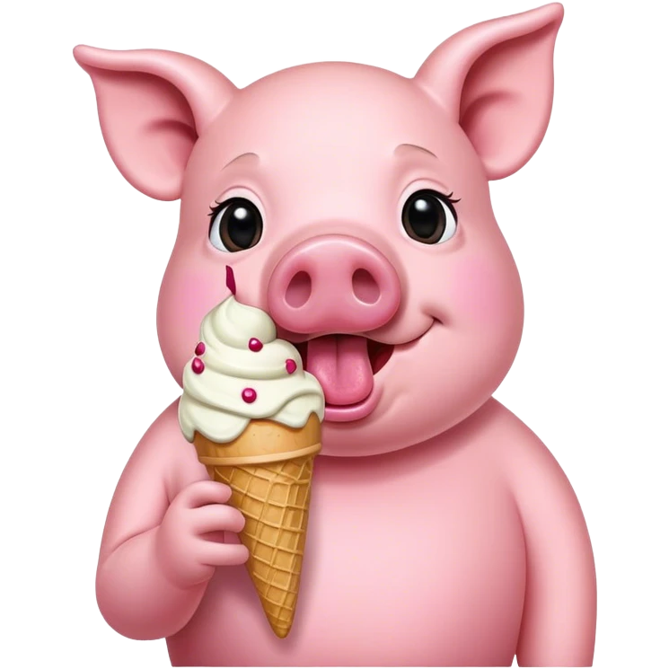 A pig eating ice cream emoji