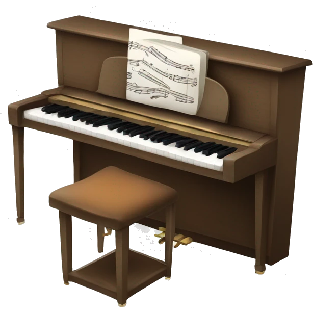 Piano toca piano with heaphones on the piano chair  emoji