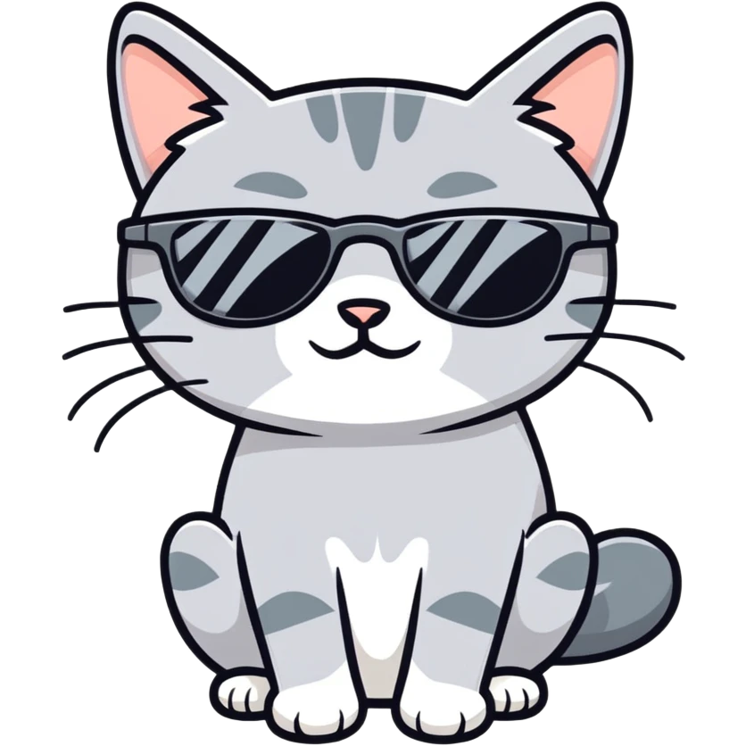 Gray cat with sunglasses emoji