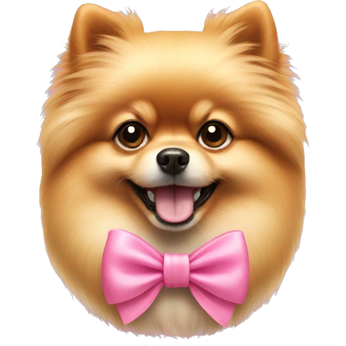 Pomeranian dog wear a pink bow  emoji