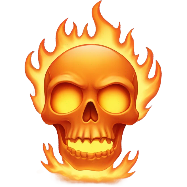 Glowing orange skull surrounded by fire emoji