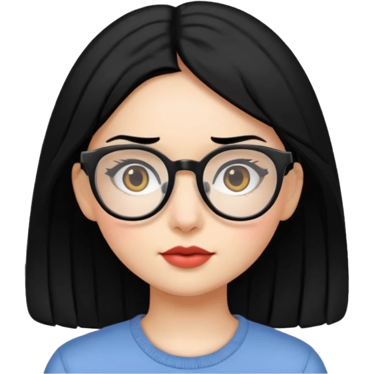 gozluklu siyah sacli kiz emoji