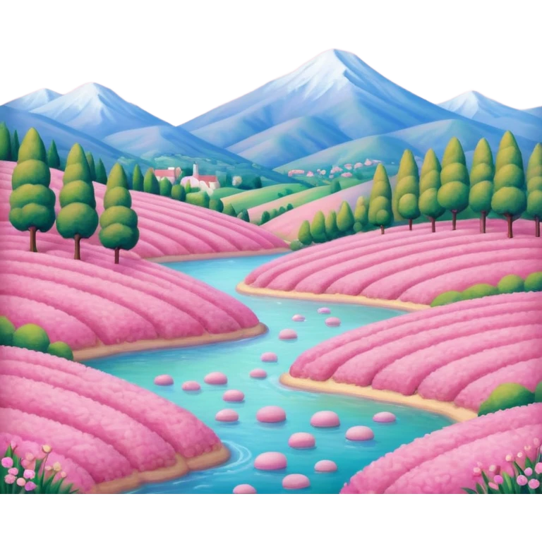 Renoir style pink SPAM art landscape emoji