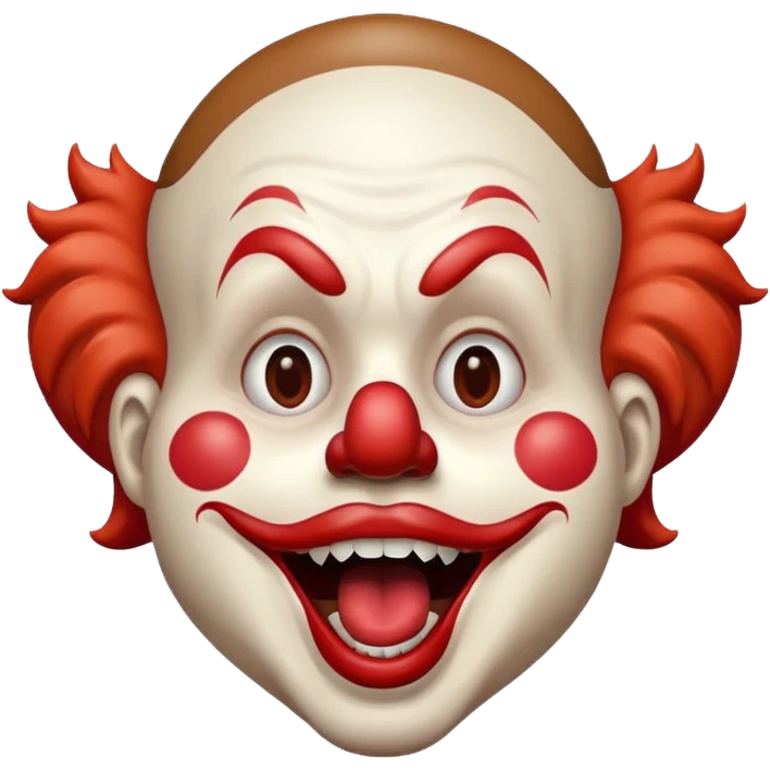 Clown with mouth open and mouth is full of chocolate emoji
