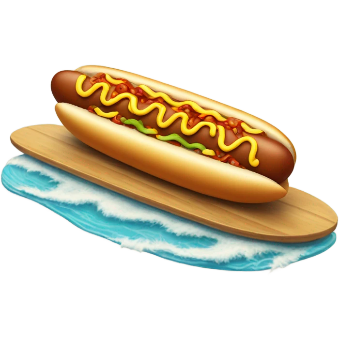 Chili dog on a surfboard emoji