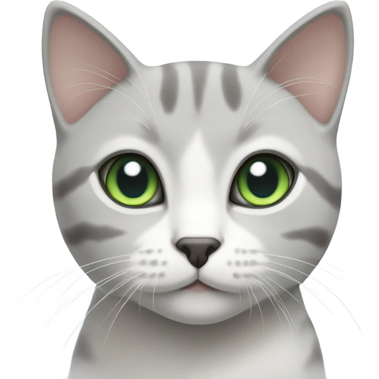 grey and white shorthair cat, one blue eye one green eye emoji