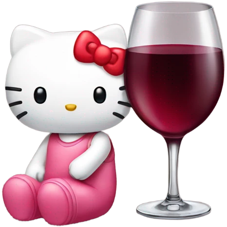 Hello Kitty drinking red wine emoji