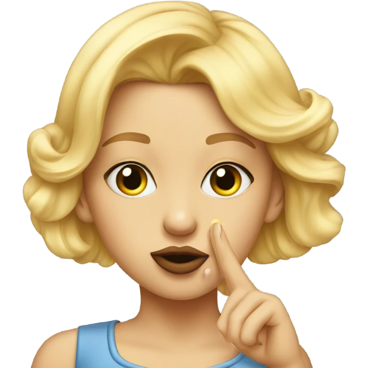 blonde girl portrait blowing kiss with earrings emoji