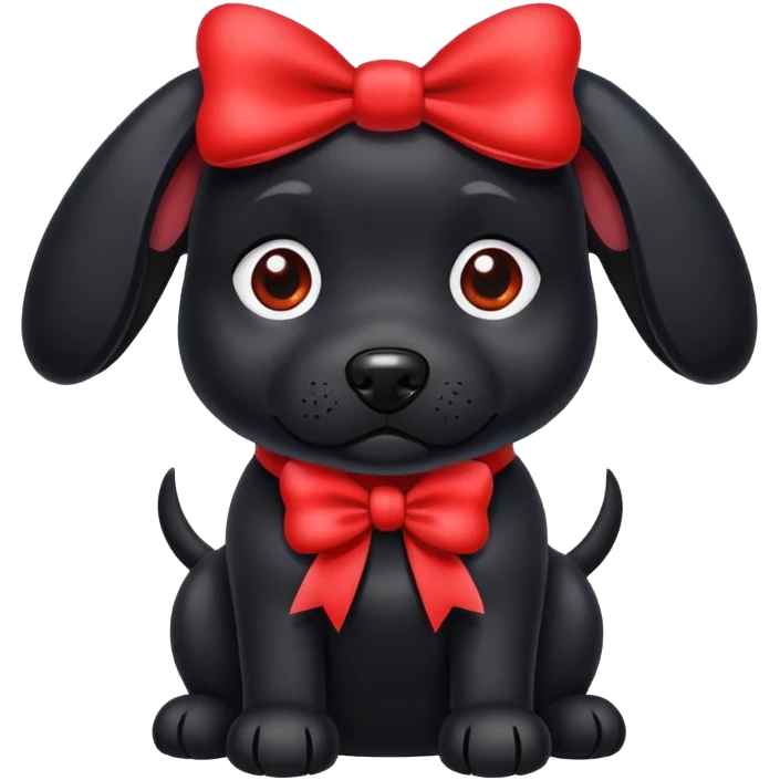 black dog with bow emoji
