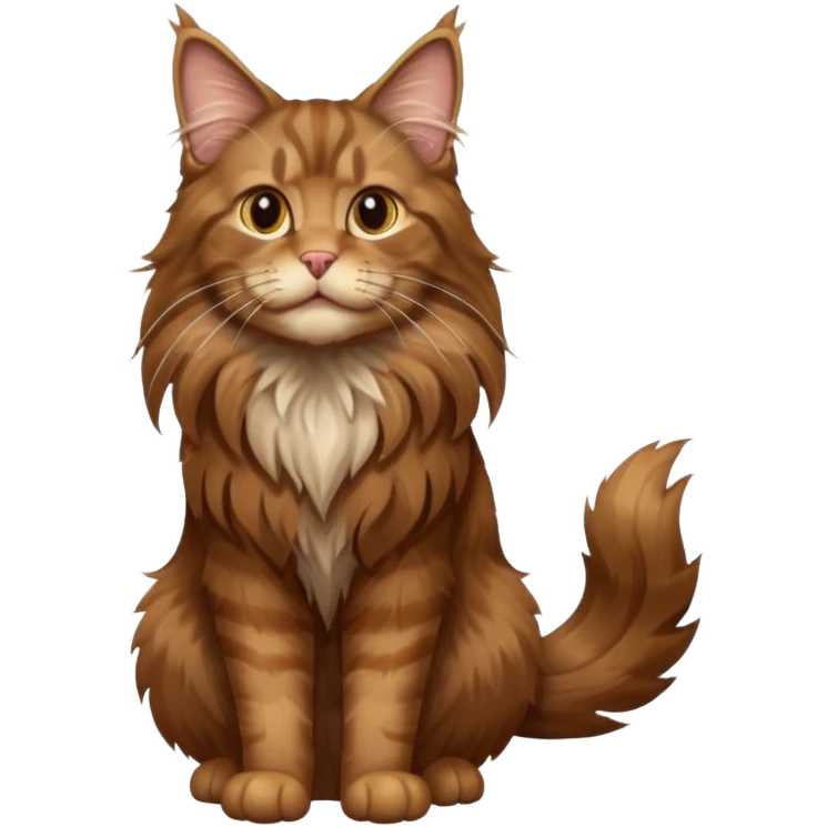A high-resolution photo-realistic digital illustration of a brown maine coon cat, chest upward emoji