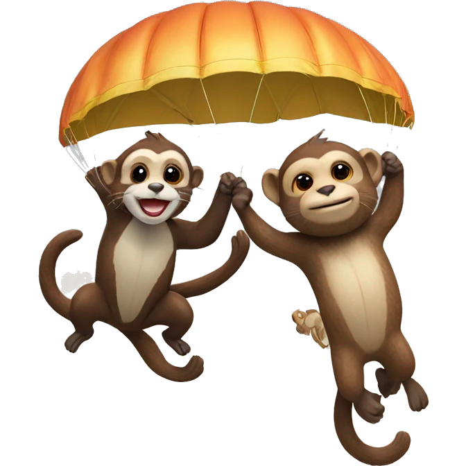 Otter and monkey skydivers friends emoji