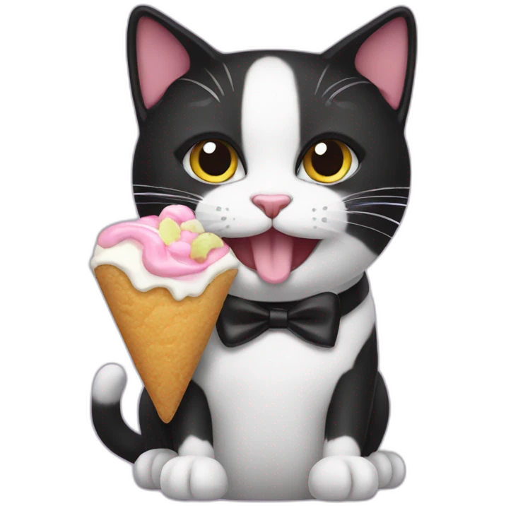 tuxedo cat eating a sweet treat emoji