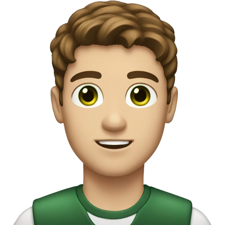 Young man with brown hair dark green eyes driving a boat emoji