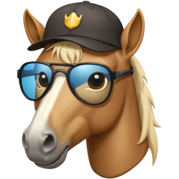 a horse wearing a cap and sunglasses  emoji