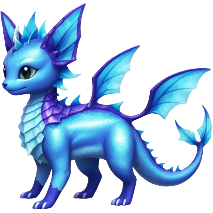 Shiny Nebulae Purrloin-Lumineon-Vaporeon-Amaura-Dragonair-Fakémon-hybrid-creature (full body)  emoji