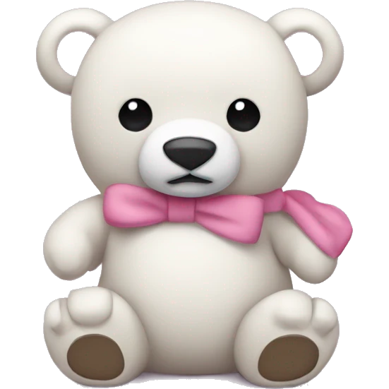 oso de peluche blanco con un moño rosa emoji