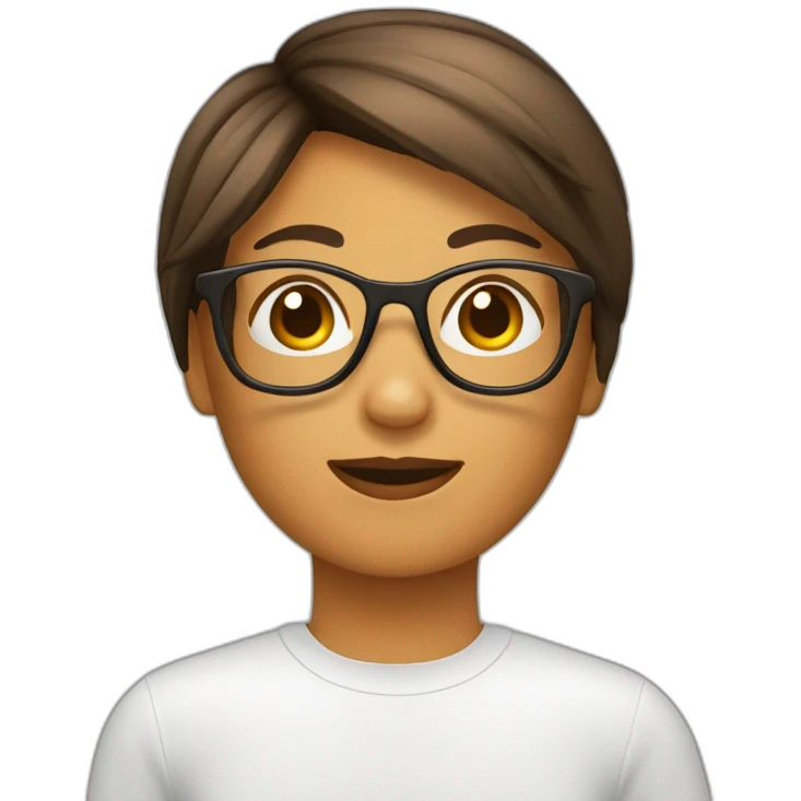 Chica pelo corto y marrón con gafas emoji