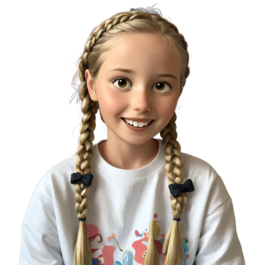 smiling girl with twin braids emoji