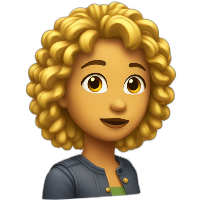 chica con pelo moreno con Rizitos  emoji