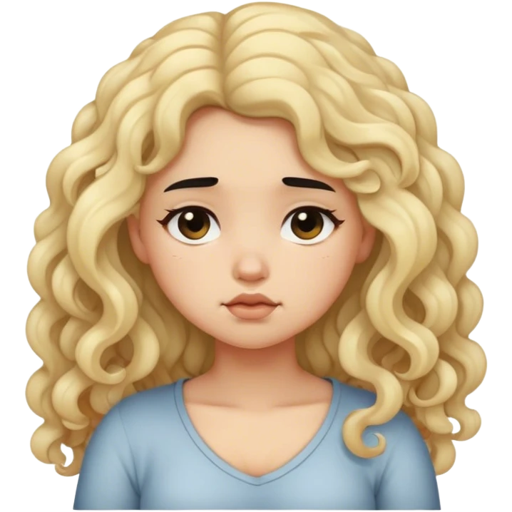 black hair blond girl with long curly hair make her little chubby sleepy  emoji