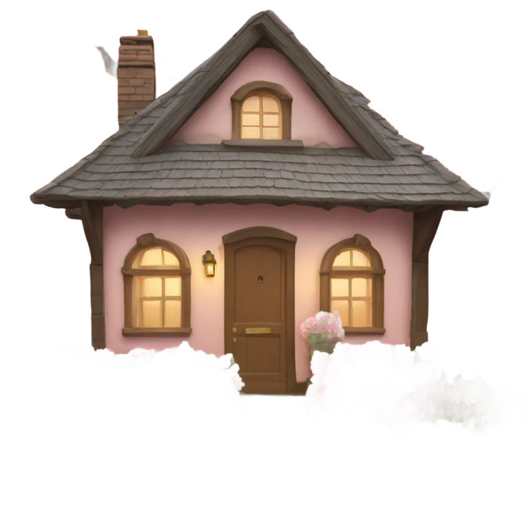 cottage with pink flowers emoji