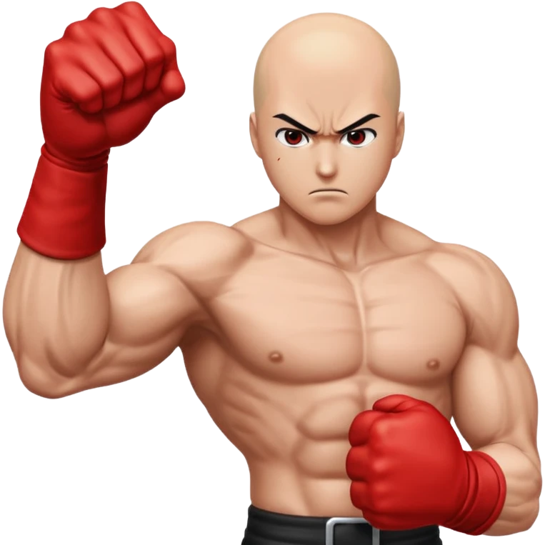 Angry Saitama with his red giant hand punching emoji