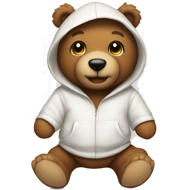 Brown teddy bear with white hoodie emoji