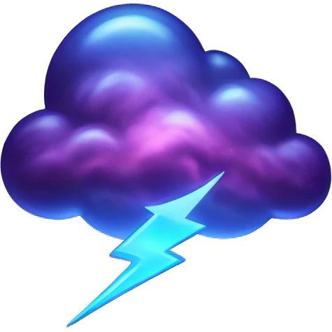 Dark iridescent cloud glowing with lightning bolts emoji
