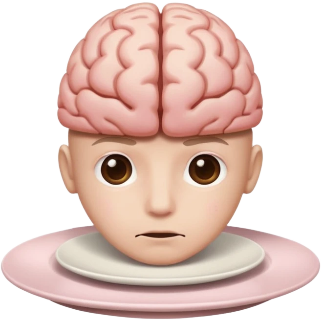 Brain on a plate next to head  emoji