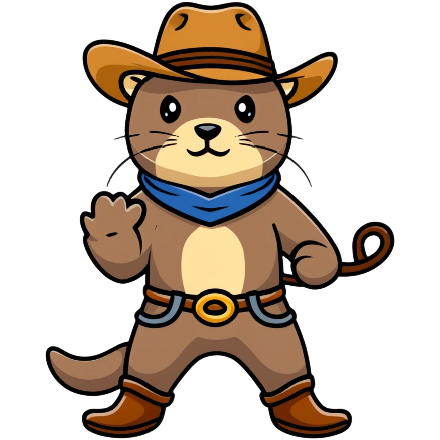otter cowboy with lasso and boots emoji